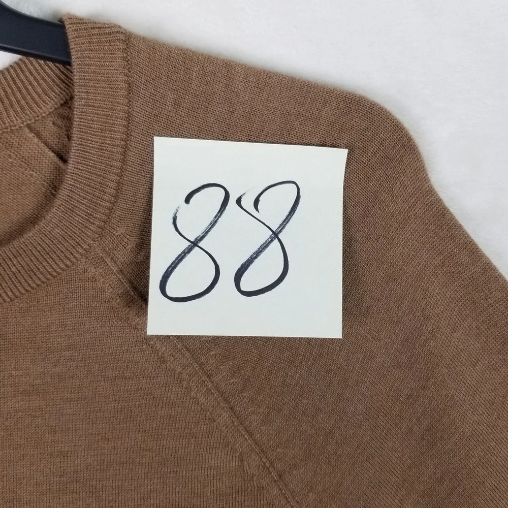 Banana Republic Sweater Men XL Brown Italian Merino Wool Raglan Crew Neck 591165